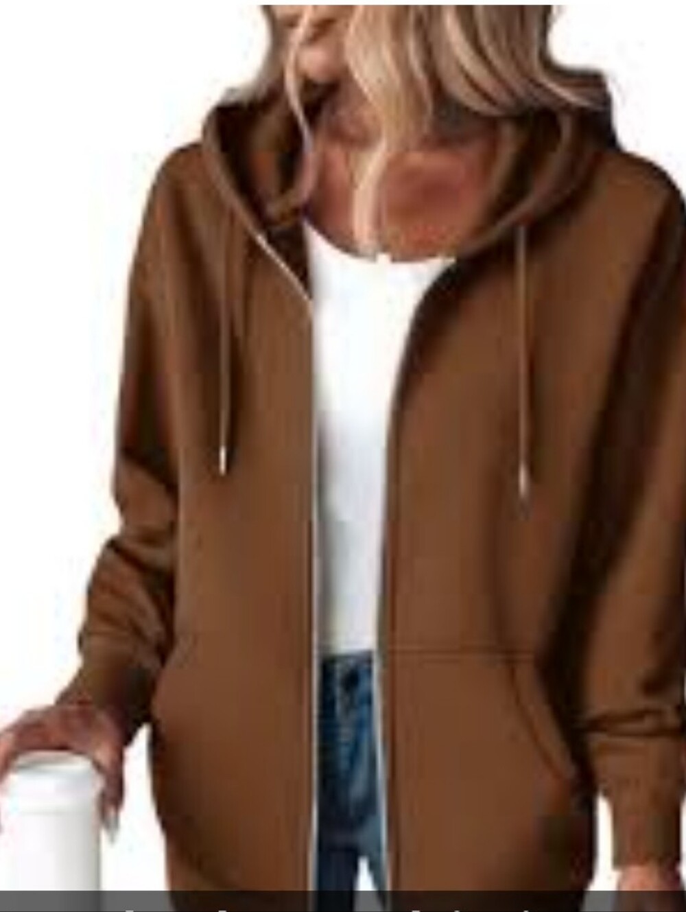 a new day Zip-Up Hoodie Sweater in Camel- Small